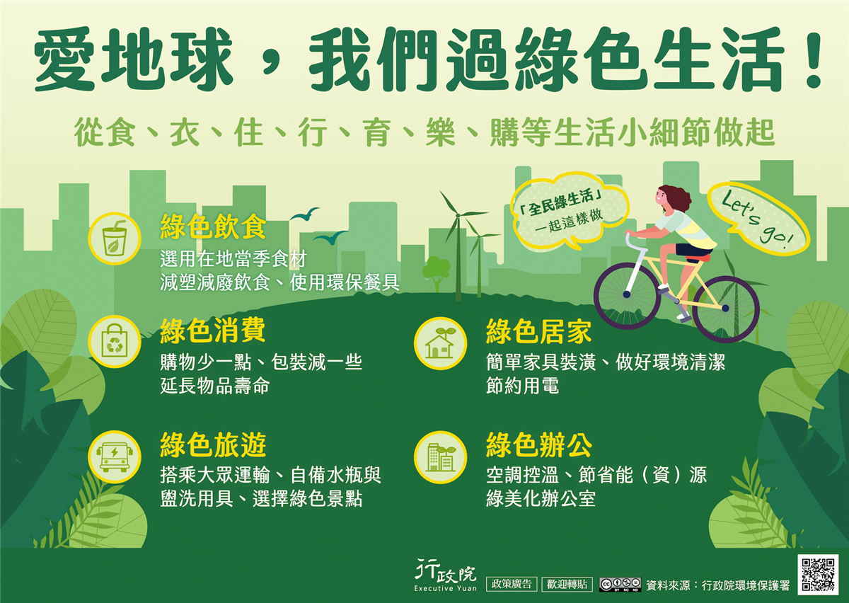 This picture is the promotional poster of "Love the Earth, Let's Live a Green Life" of the EPA of the Executive Yuan. For details, please refer to the text on the right